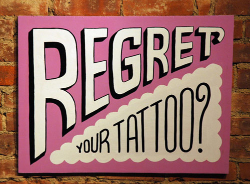 Andy Rementer - Regret Your Tattoo- 2008 enamel paint on plywood